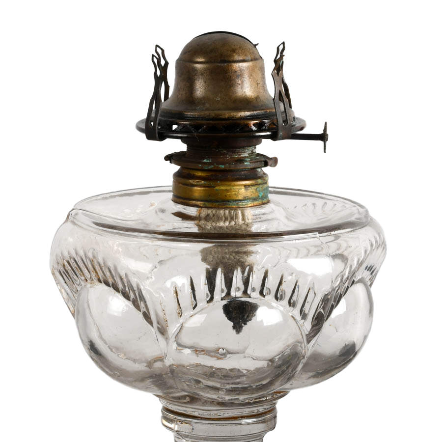 Antique Pressed Glass Oil Lamp-4