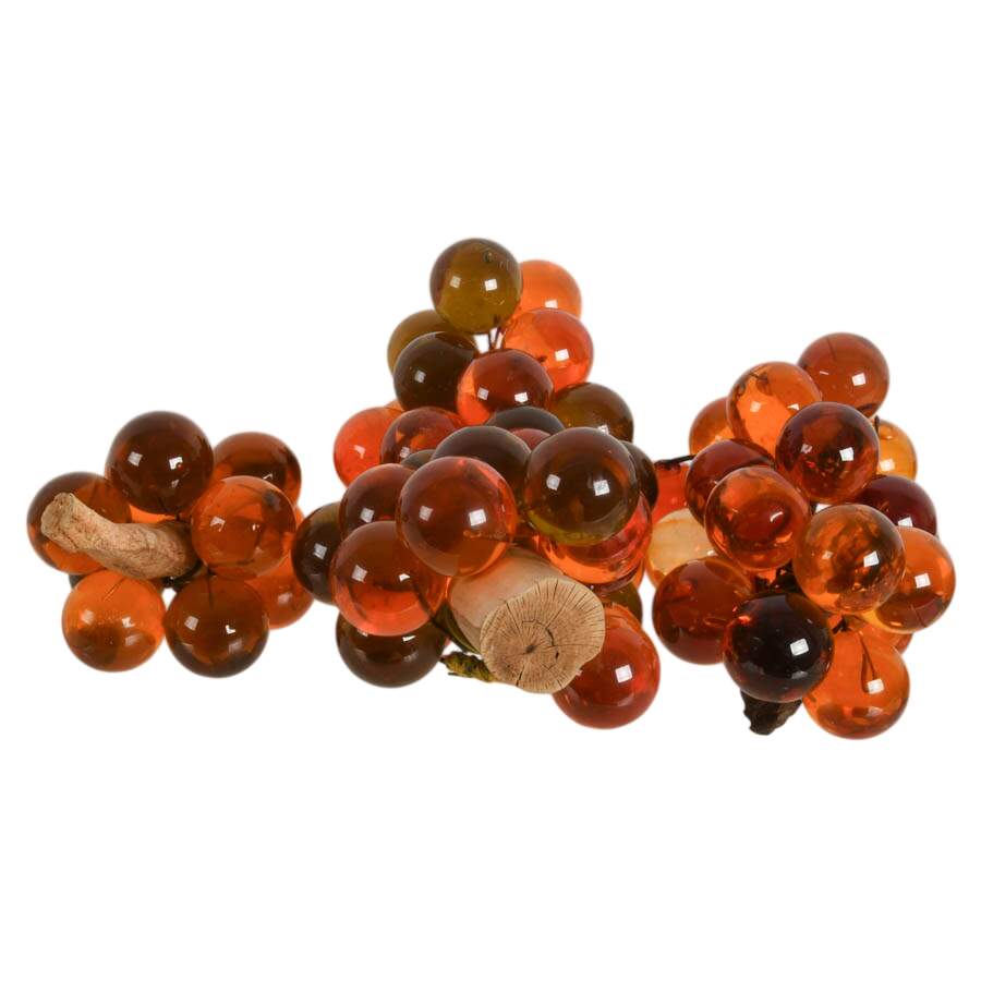 Four Mid-Century Modern Translucent Amber Grape Cascades-4