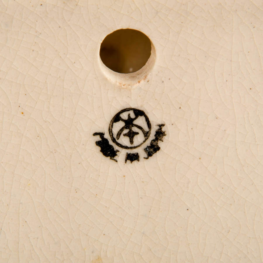 Mid-Century Japanese Floral Ceramic Wall Pocket-2