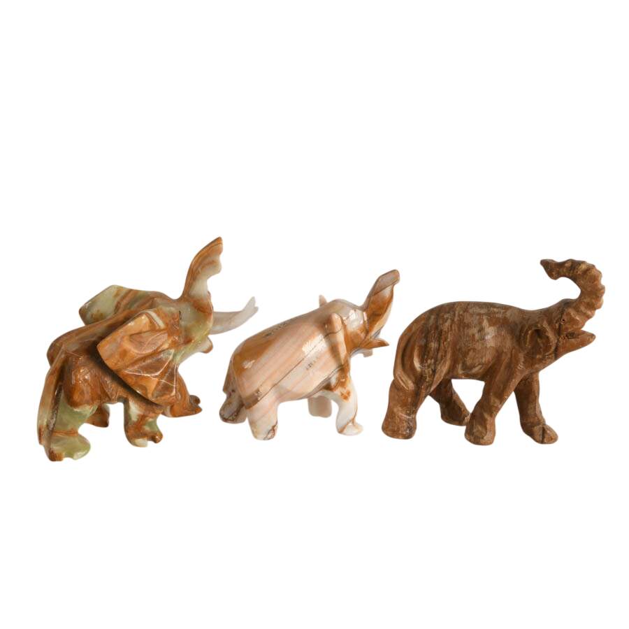 Herd of Six Stone and Ceramic Décor Elephants-3