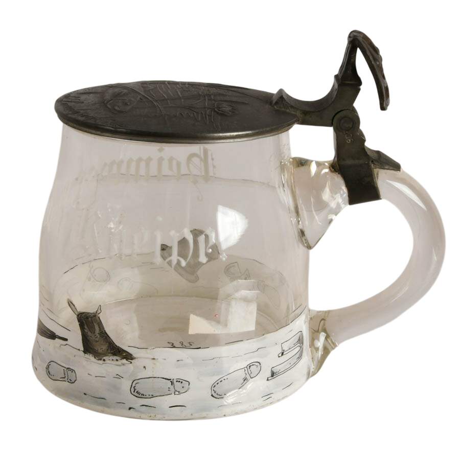 Antique German Half Liter Hand-Blown Glass Beer Stein-5