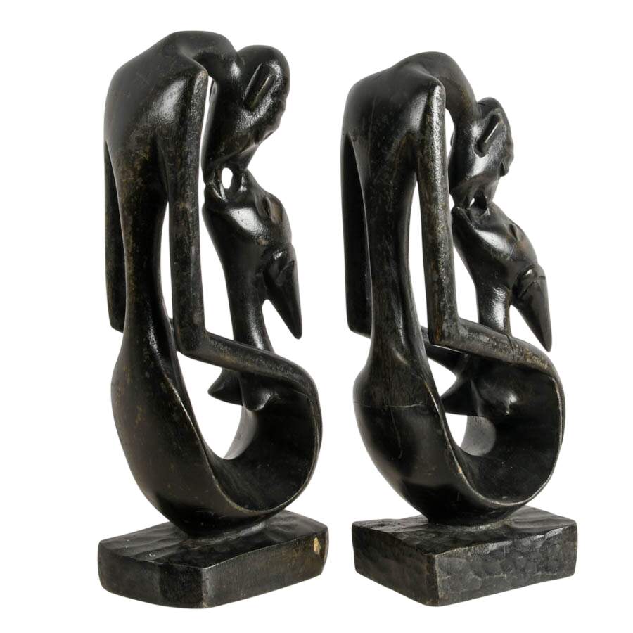 Hand-Carved African Wooden Bookends-4