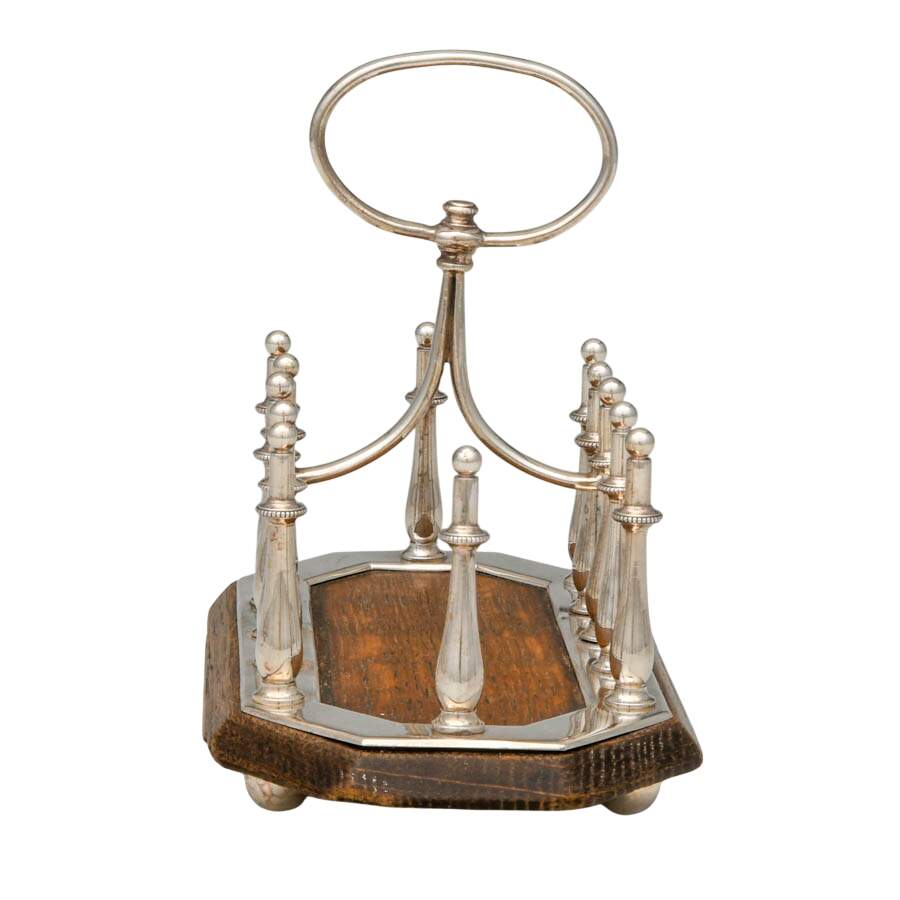 Antique Victorian Silverplate Oak Toast Rack-3