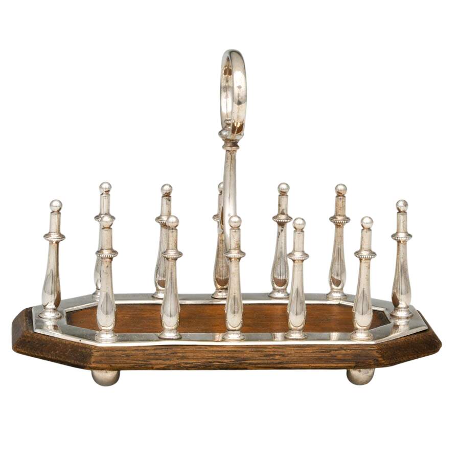 Antique Victorian Silverplate Oak Toast Rack-1