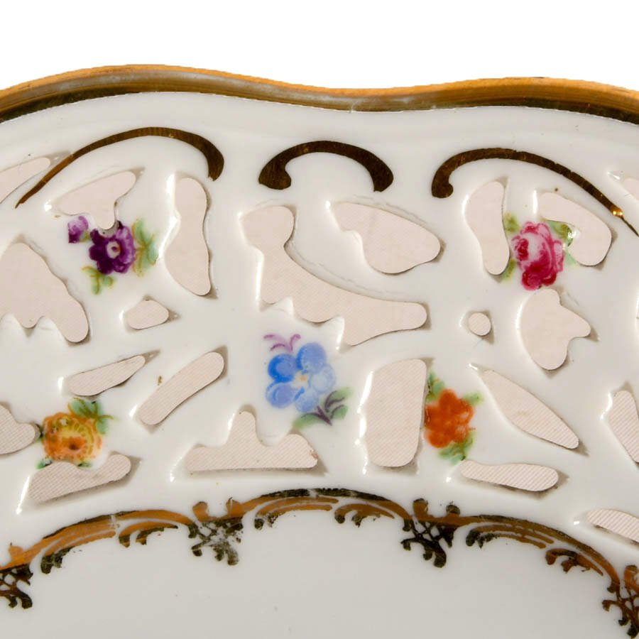 Antique Schumann Arzberg Hand-Painted Pierced Porcelain Plate-3