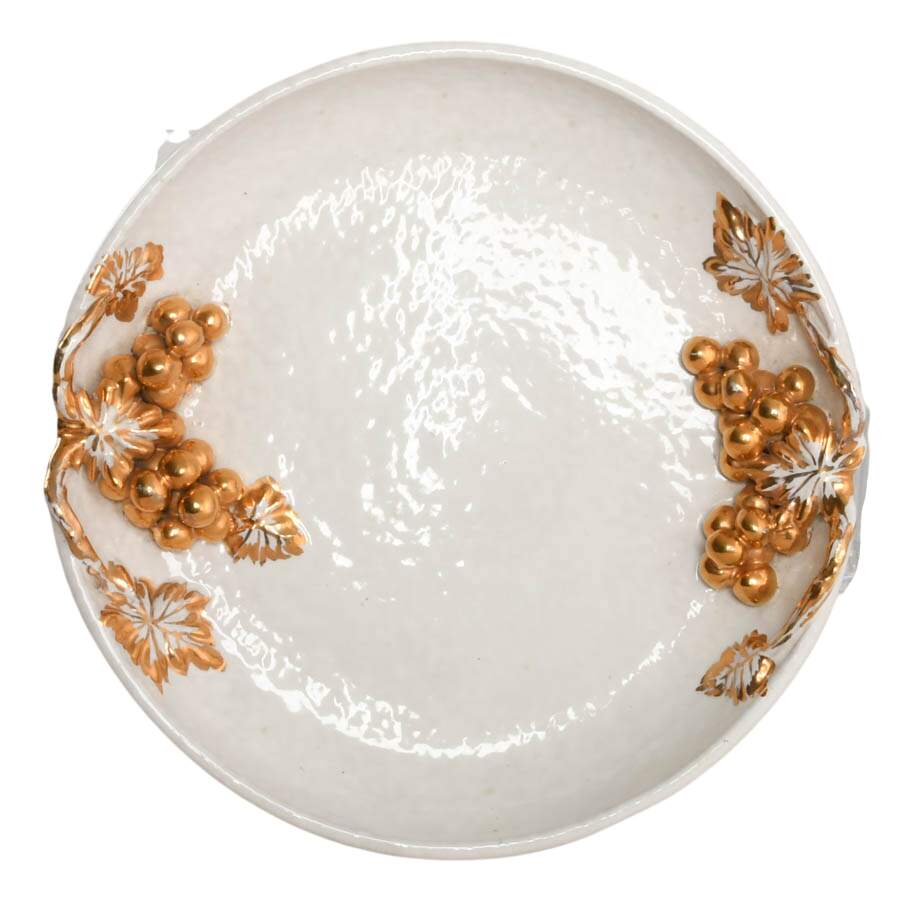 Limited-Edition Italian Pottery Gilt Fruit Service Plate-4