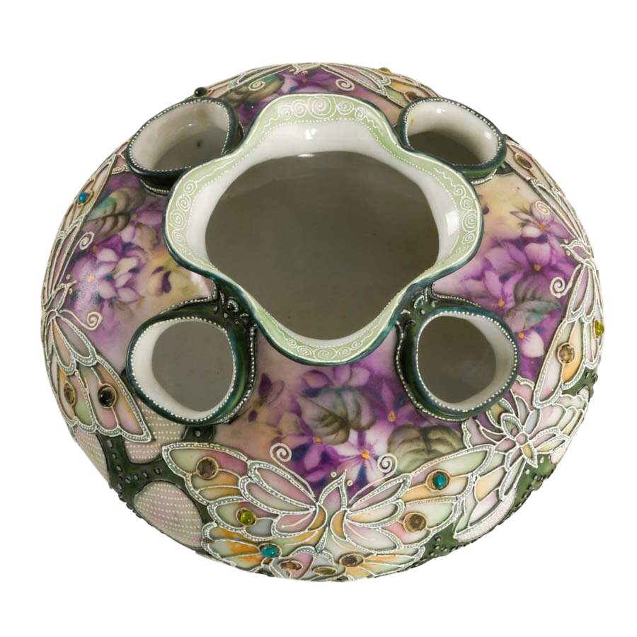 Antique Nippon Porcelain Rose Bowl Vase-2