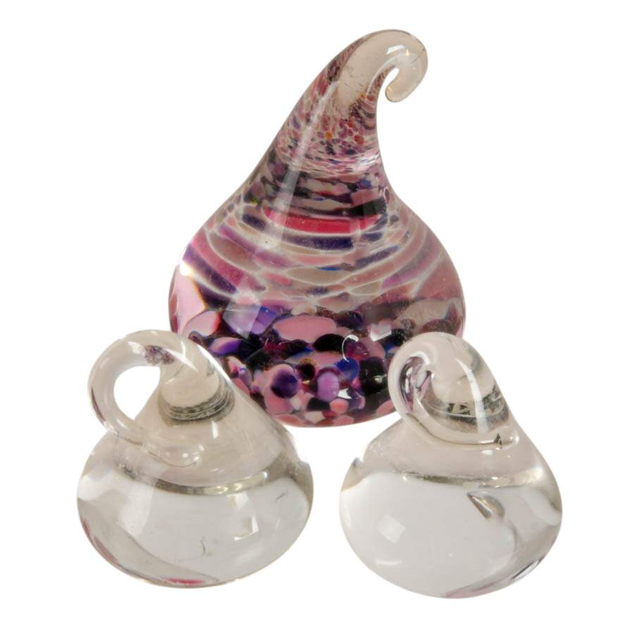 Trio of Hand-Blown Glass Kiss Paperweights: 2 Are Hulet Glass-1