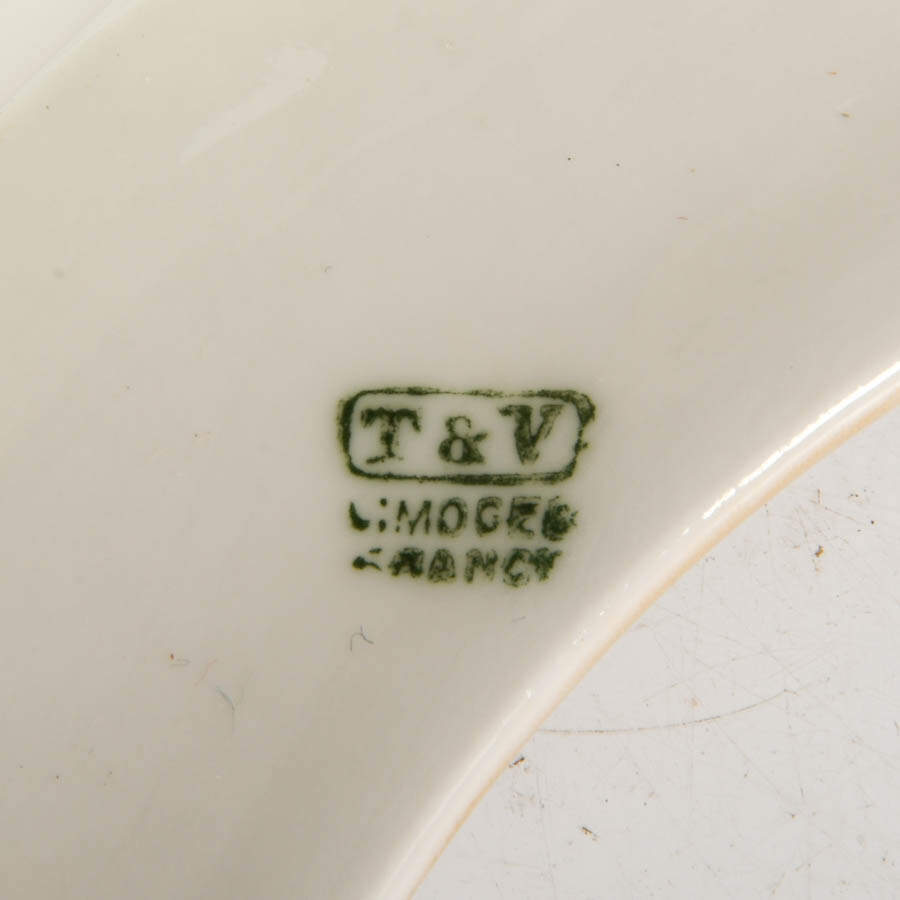Antique French Limoges Porcelain Punch Bowl Stand-4
