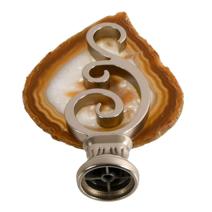 Polished Brazilian Agate Slice Mounted on Decorative Stand-7
