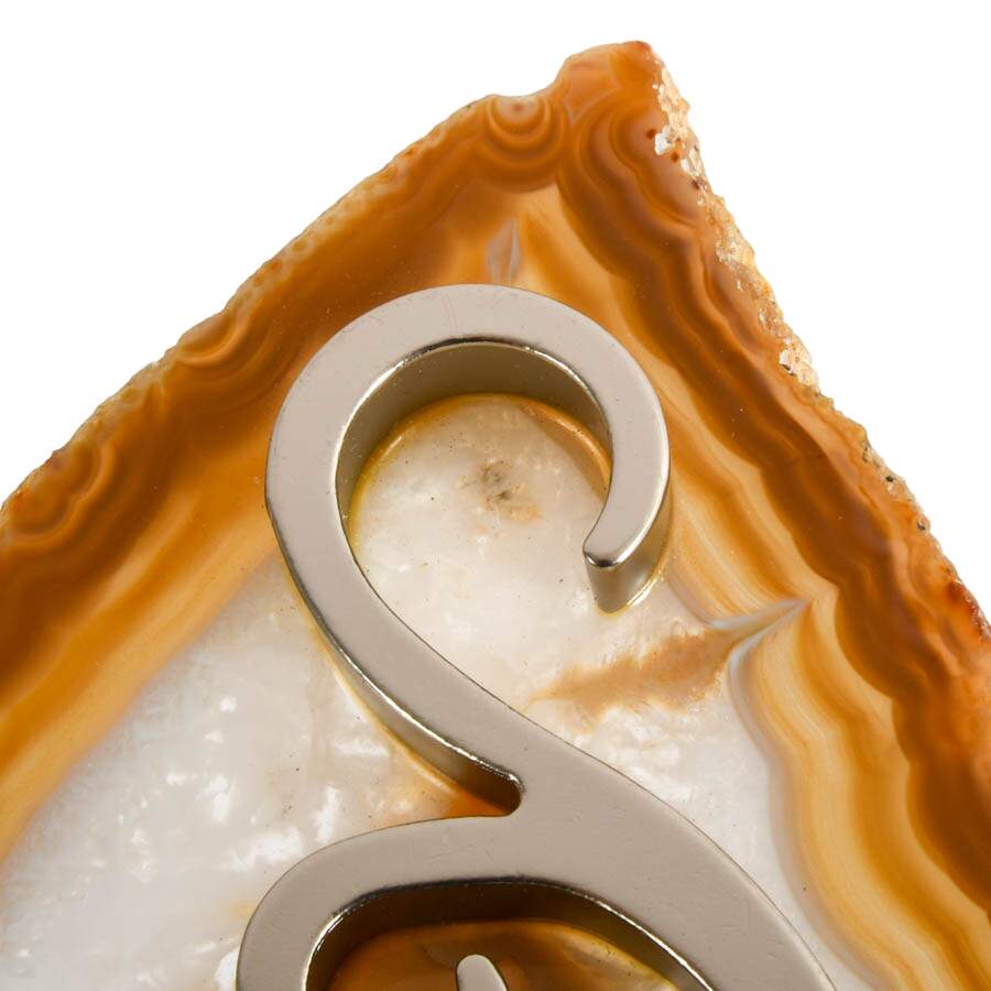 Polished Brazilian Agate Slice Mounted on Decorative Stand-6