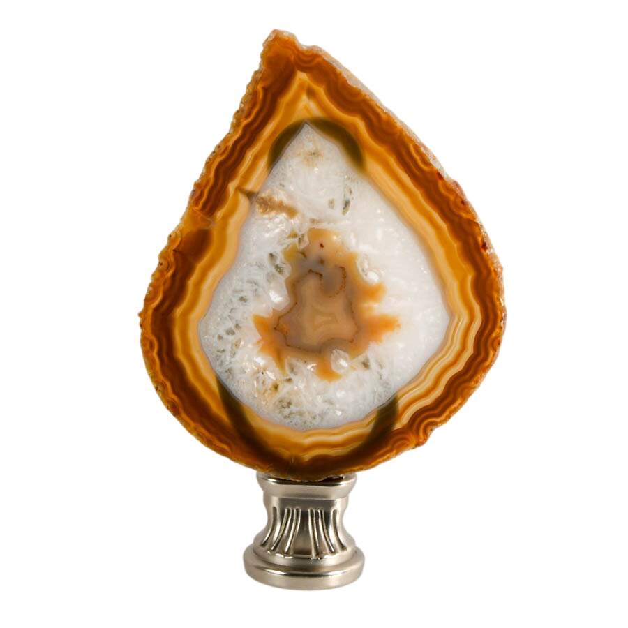 Polished Brazilian Agate Slice Mounted on Decorative Stand-5
