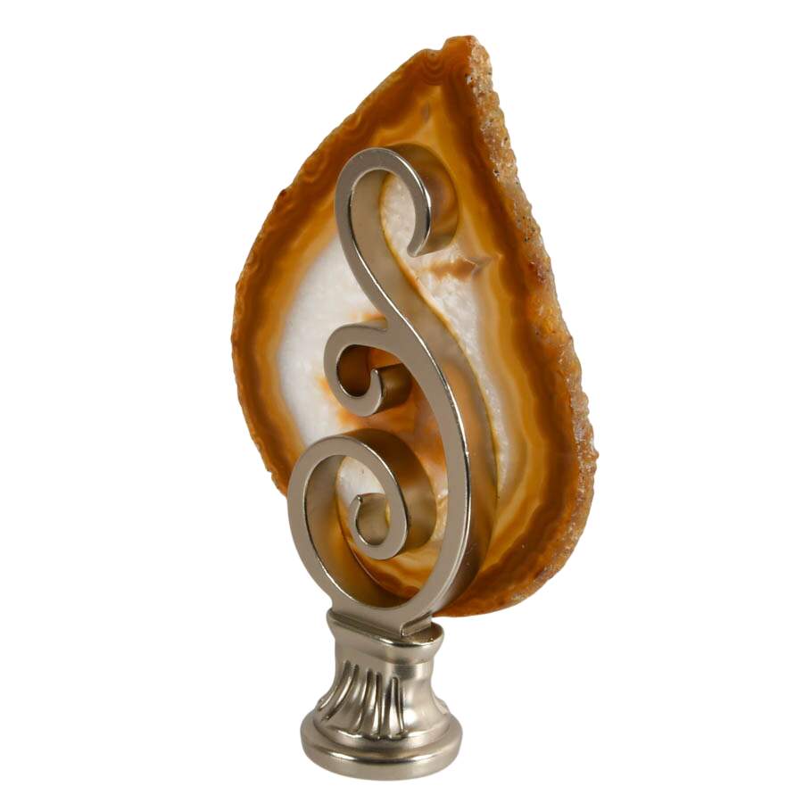 Polished Brazilian Agate Slice Mounted on Decorative Stand-3