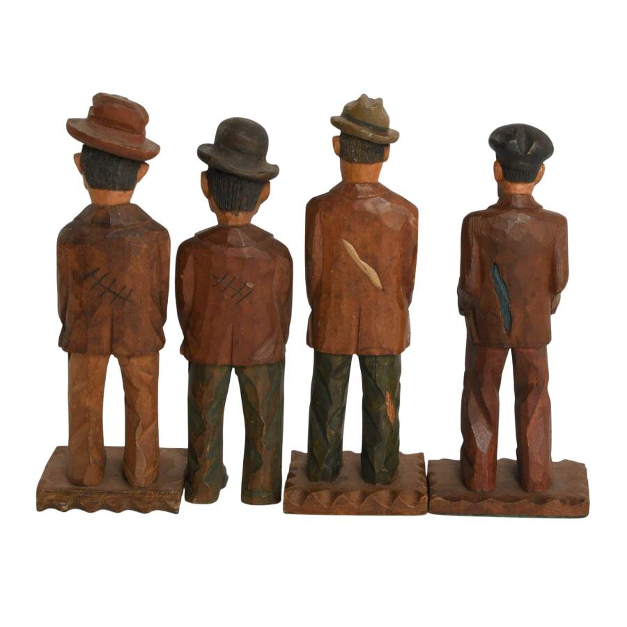 Set of Four Hand-Carved Wooden Figures-3