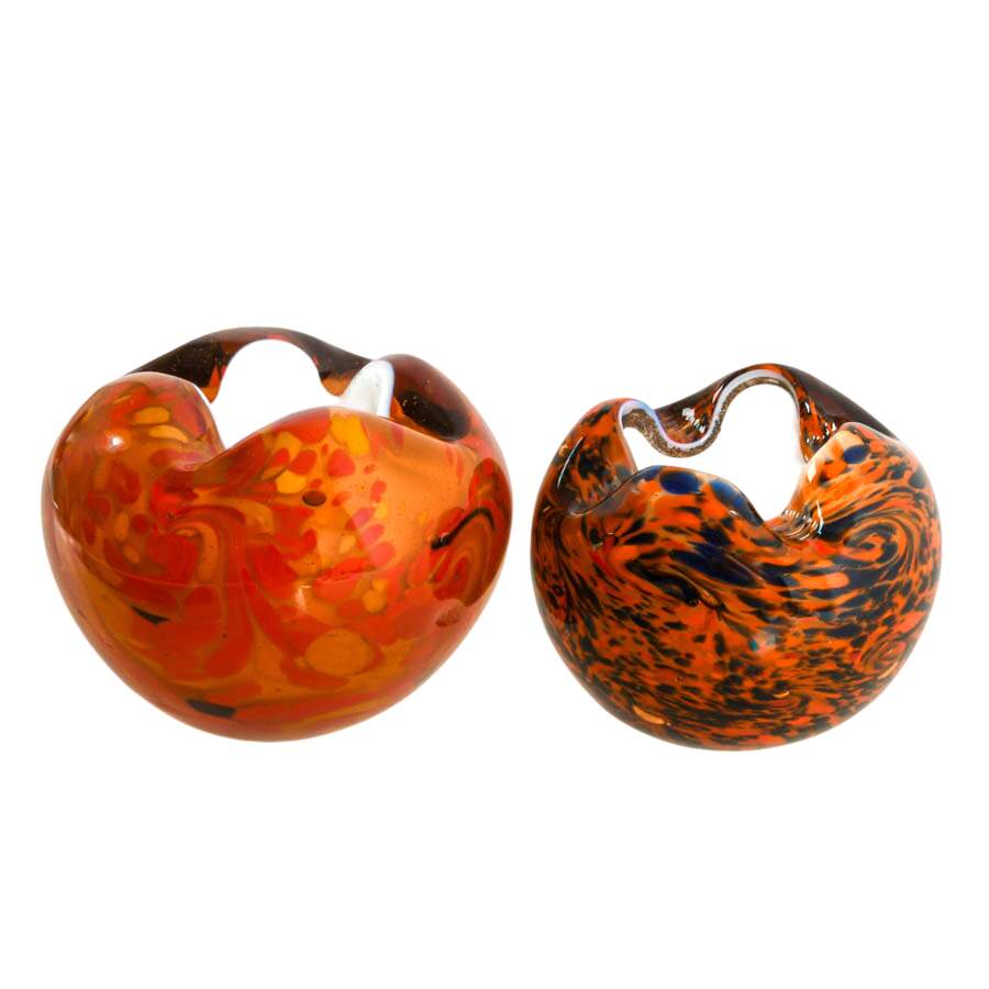 Pair of Handblown Rose Bowl Paperweights-1