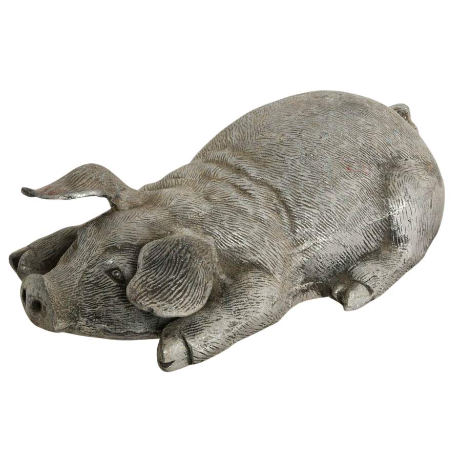 Large Cast-Iron Recumbent Pig Home Décor-3