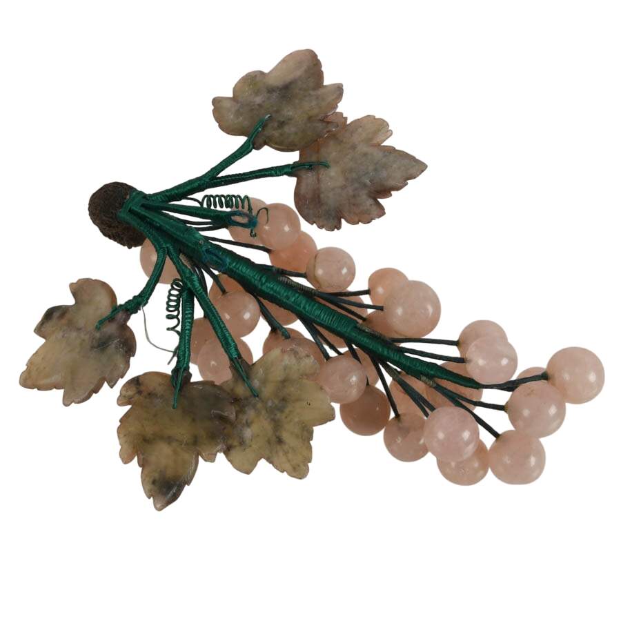 Victorian Hand-Carved Pink Stone Grape Cluster-7