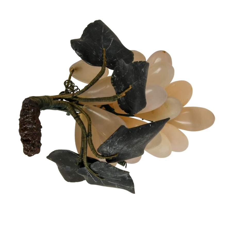 19th-Century Victorian Hand-Carved Stone Grape Cluster-4