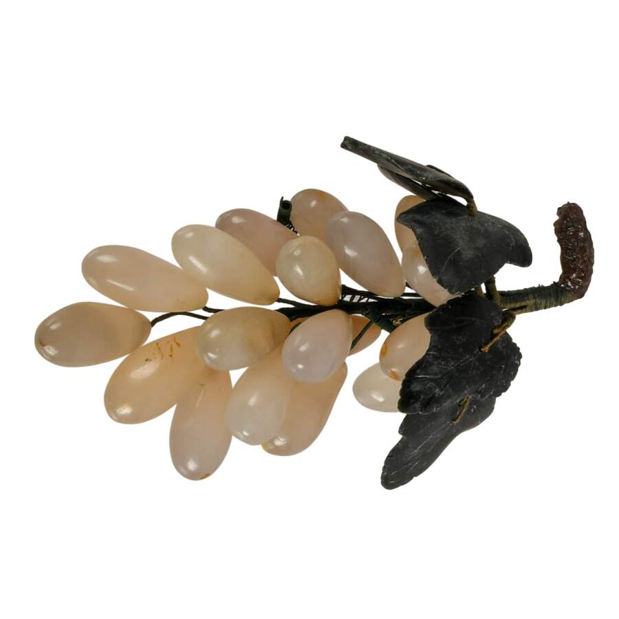 19th-Century Victorian Hand-Carved Stone Grape Cluster-3