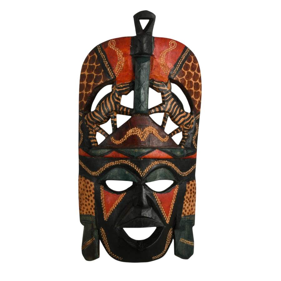 Set of Five Kenyan Hand Carved Decorative Wood Masks-2