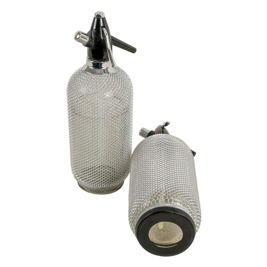 Vintage Pair of Czechoslovakian Merkuria Glass Soda Siphon Seltzer Bottles-8