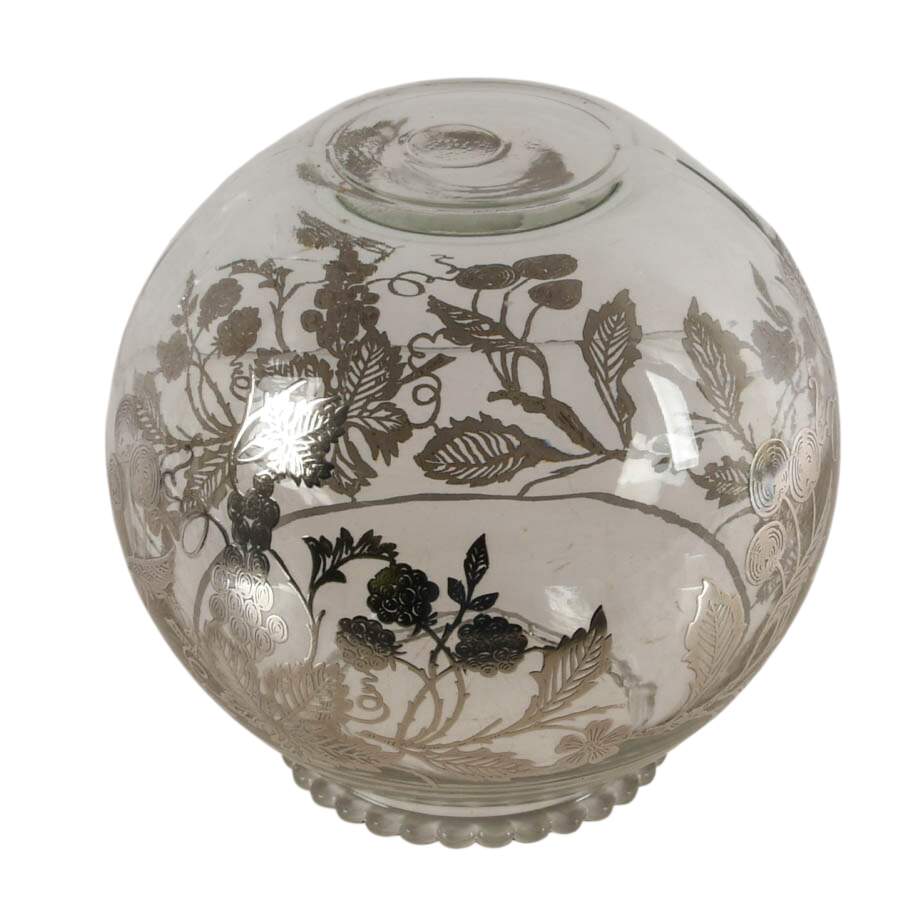 Antique Round Art Nouveau Silver Overlay Bowl-5