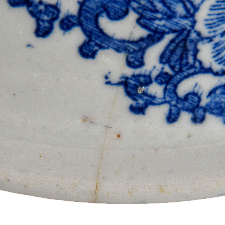 Antique Blue and White Porcelain Bowl with Central Moth Motif-6