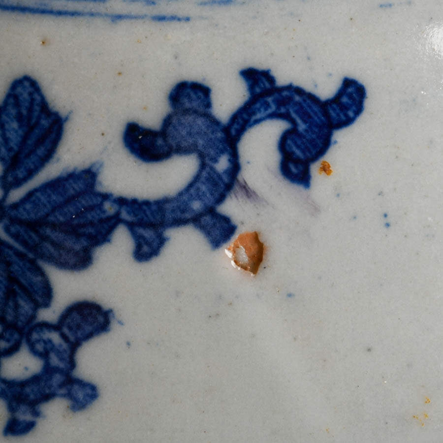 Antique Blue and White Porcelain Bowl with Central Moth Motif-5