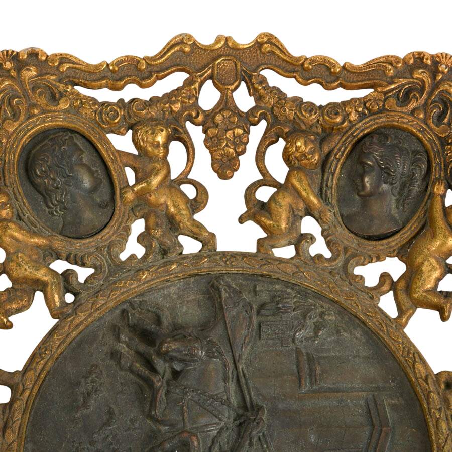 Ornate Baroque Roman Chariot Cast Brass Relief Charger Wall Plaque-6