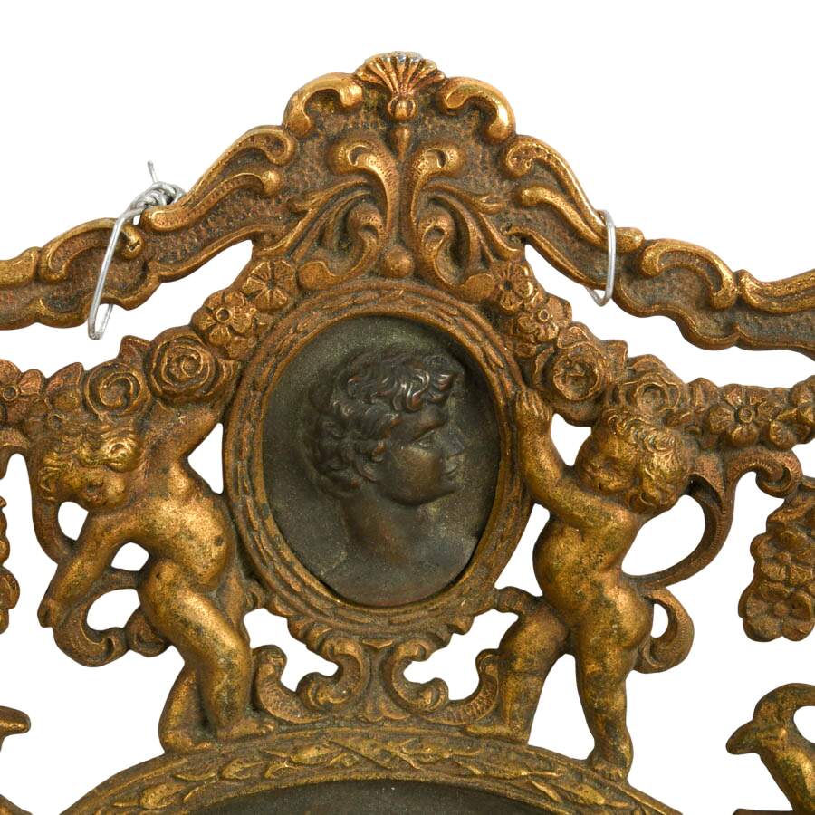 Ornate Baroque Roman Chariot Cast Brass Relief Charger Wall Plaque-3
