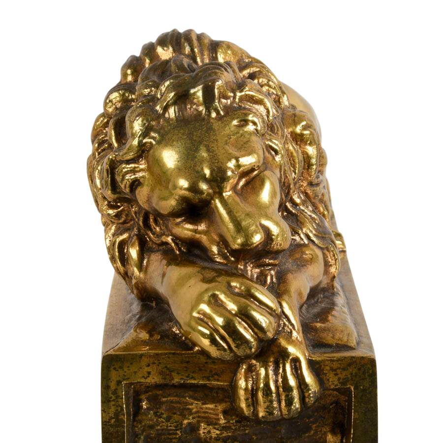 A&M Leatherlines Cast Brass Canova Lion Paperweight-4