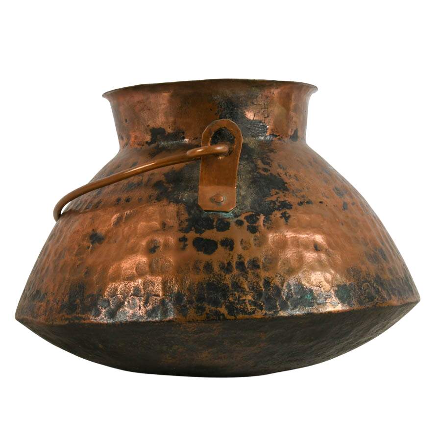 Hand-Raised Heavy Gauge Copper Hearth Cauldron-4