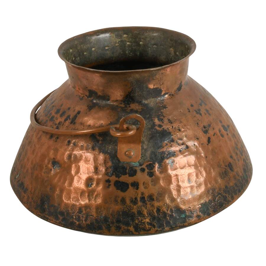 Hand-Raised Heavy Gauge Copper Hearth Cauldron-3