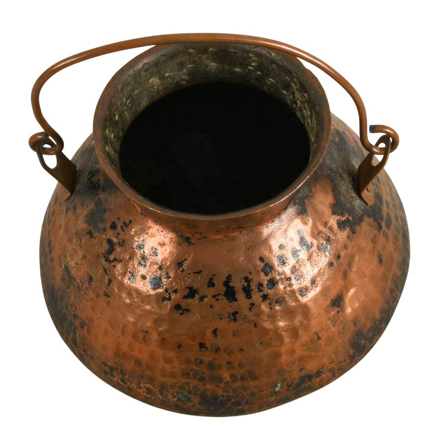 Hand-Raised Heavy Gauge Copper Hearth Cauldron-2
