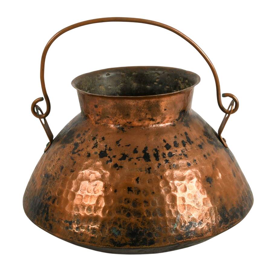 Hand-Raised Heavy Gauge Copper Hearth Cauldron-1