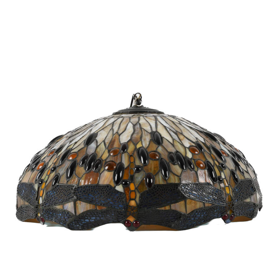 Tiffany-Style Dragonfly Stained-Glass Hanging Light-4