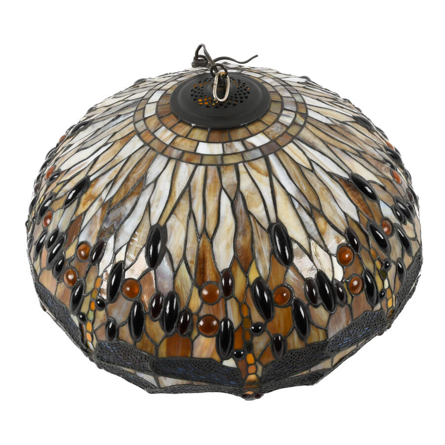 Tiffany-Style Dragonfly Stained-Glass Hanging Light-3