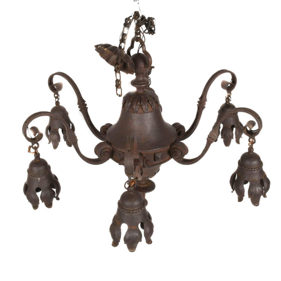 Gothic-Style Cast Metal Hanging Ceiling Light-3