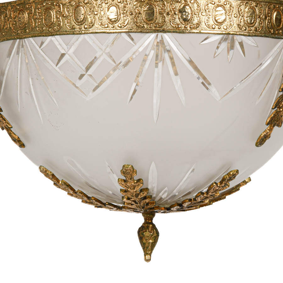 French Crystal and Brass Pendant Ceiling Light-3