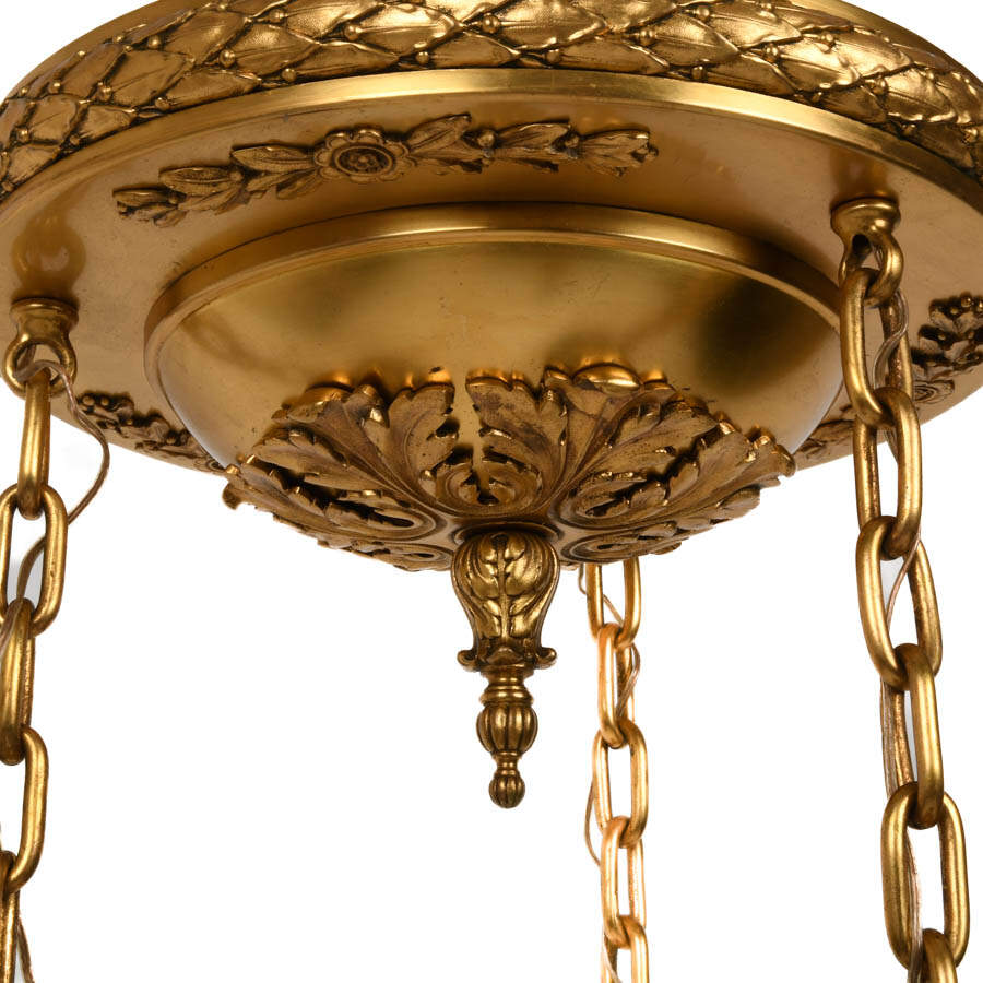 Gilt Art Deco Pan Ceiling Hanging Light-3
