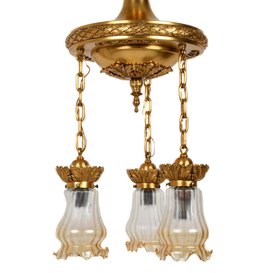 Gilt Art Deco Pan Ceiling Hanging Light-2