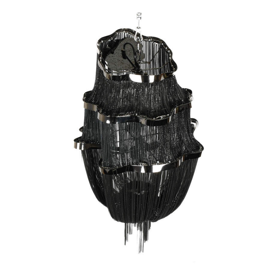 Black and Silver Hanging Tassel Chandelier-3