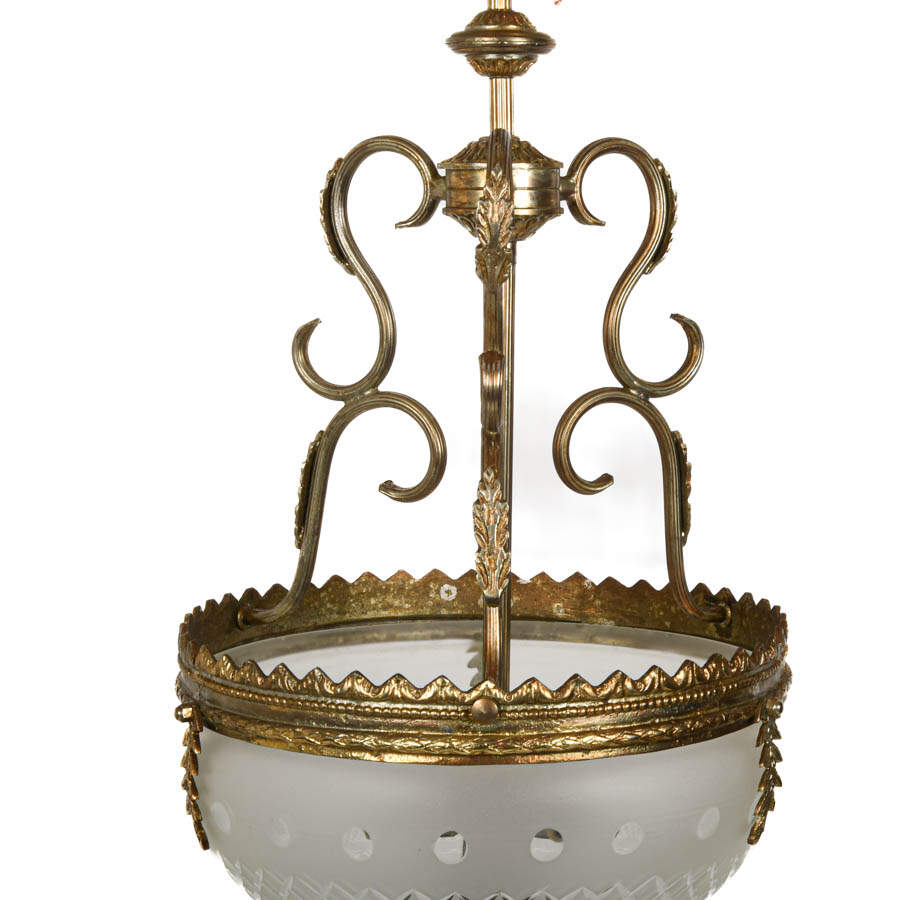French Ornate Gilt Bronze and Cameo Glass Chandelier-4