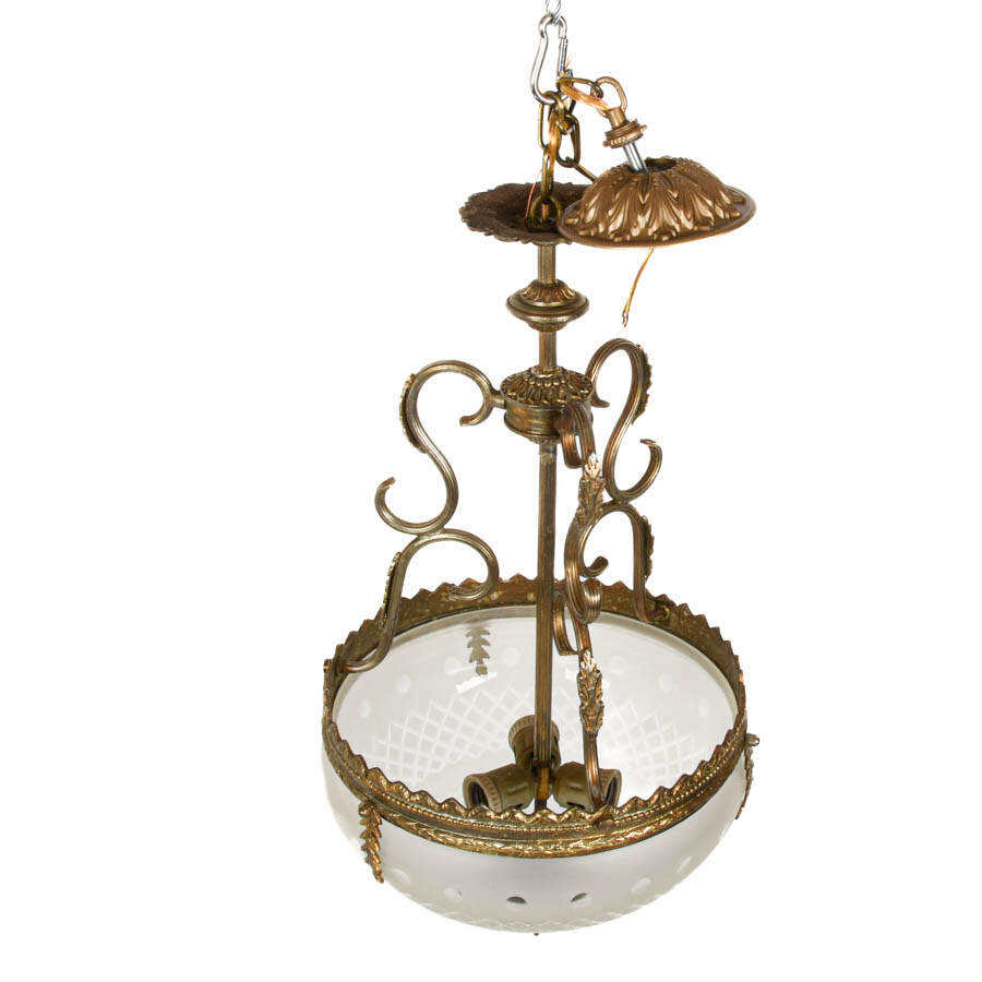 French Ornate Gilt Bronze and Cameo Glass Chandelier-3