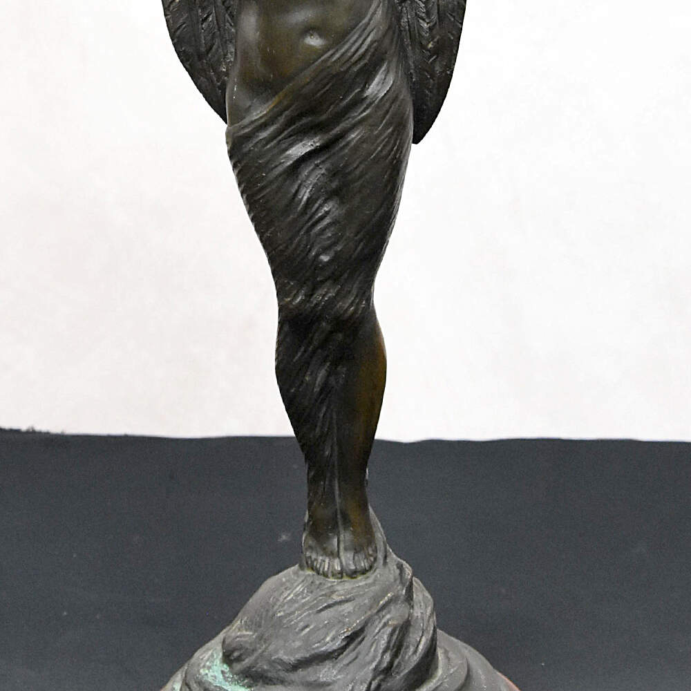 Antique Art Deco Bronze Angel Blowing the Horn Figure-6