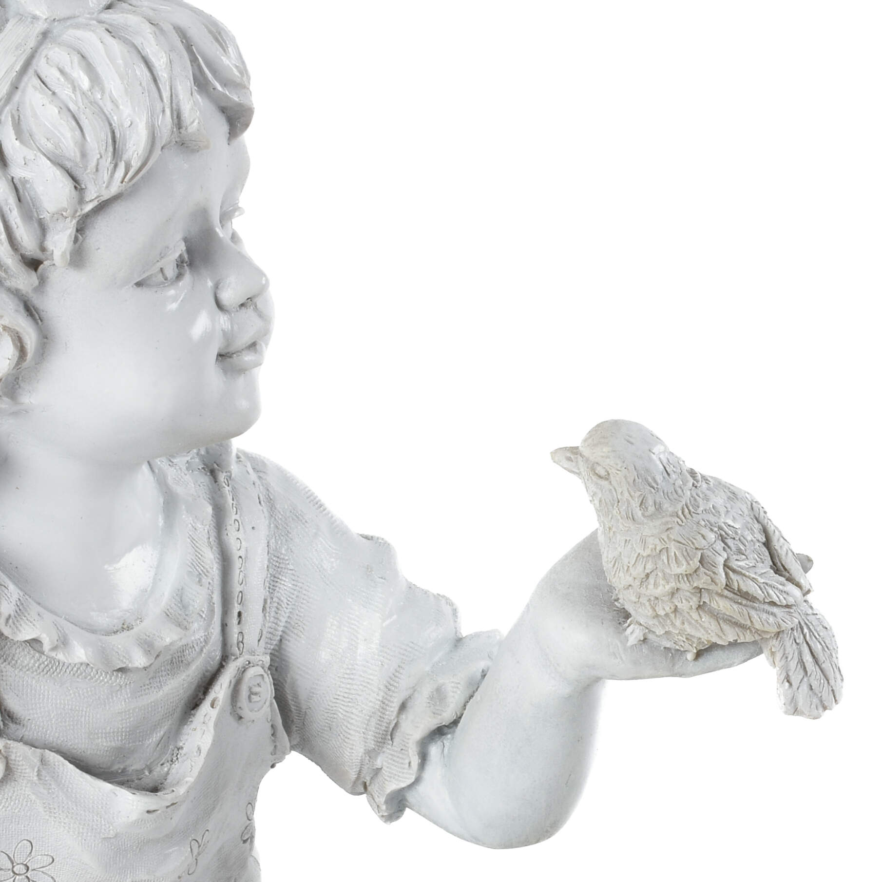 White Resin Seated Girl Garden Statue-5