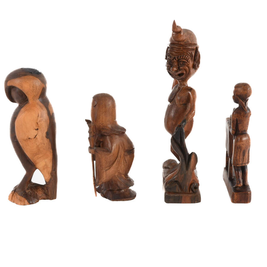 4-Piece Group of Carved Wood Figures-2