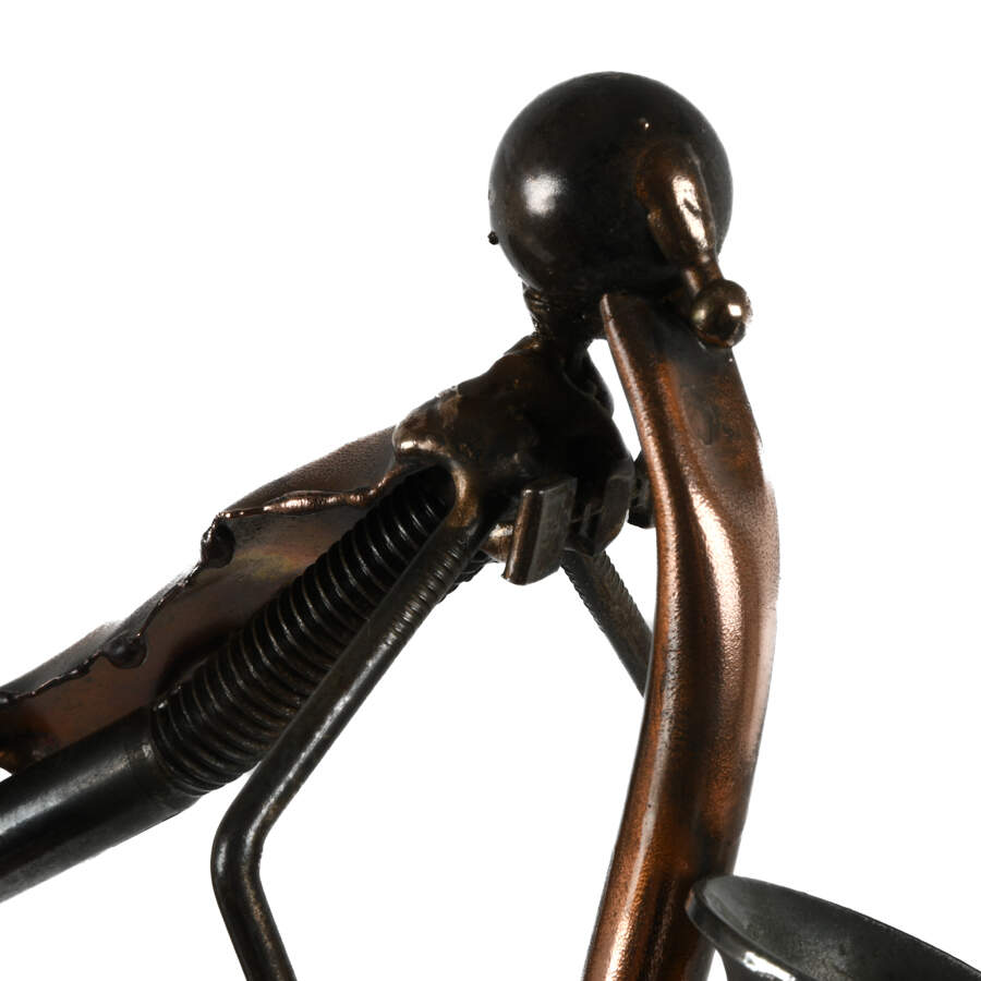 Signed Recycled Nuts and Bolts Saxophonist in Coat Tails Statuette-7