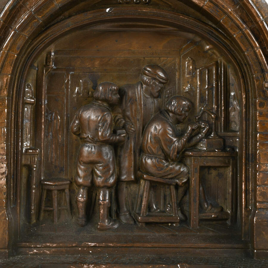 Antique Edwardian Style Triptych Sculpture-5