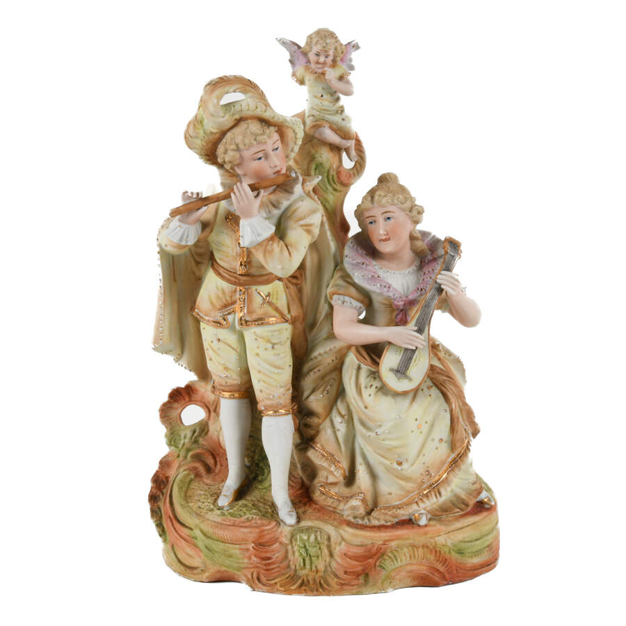 Antique German Bisque Musicians Figural Grouping-1
